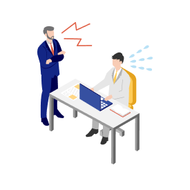 上司からのパワハラにより離職を考える社員のイラスト