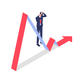 企業ブランドの信頼が下がっているイラスト