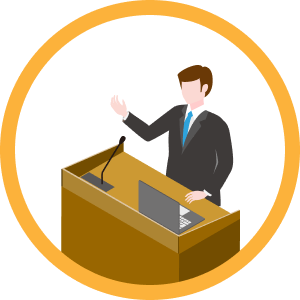 講演を行っている講師のイラスト