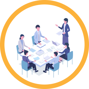 複数名に対し指導をしているイラスト