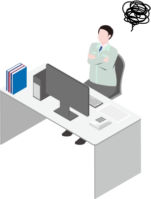 ハラスメント問題に悩んでいる社員のイラスト