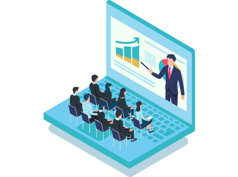 オンライン研修を行っているイラスト